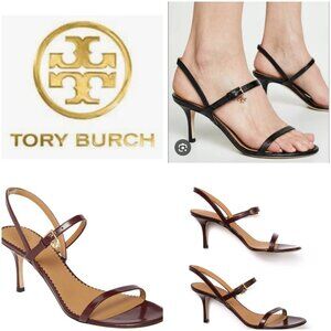TORY BURCH PENELOPE SLINGBACK SANDALS MALBEC LEATHER STRAPPY Size 7